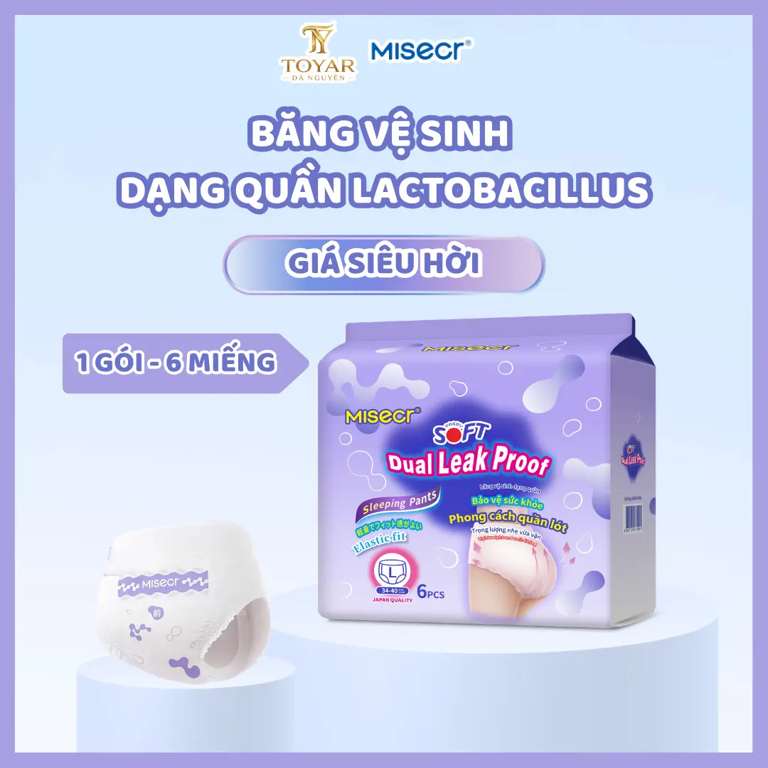 Băng vệ sinh dạng quần Misecr 6 Miếng chống tràn ban đêm