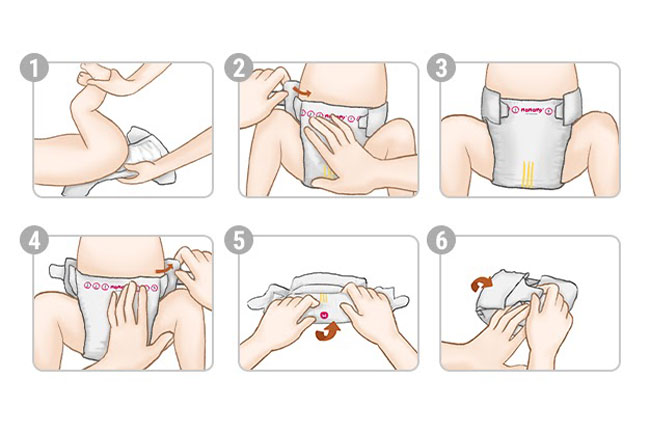 Mẹ thực hiện quấn tã cho bé theo các bước như ảnh