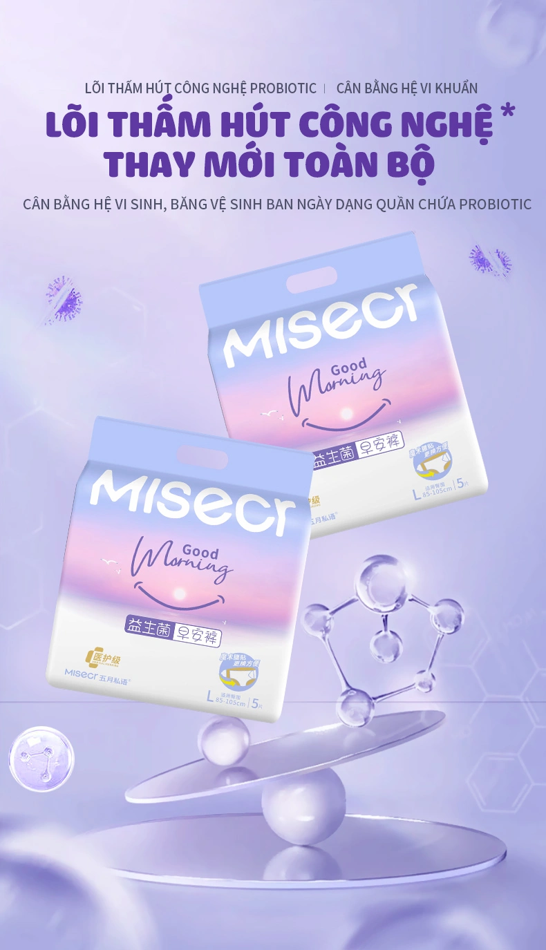 Băng vệ sinh hàng ngày Misecr, mềm mịn và khô thoáng